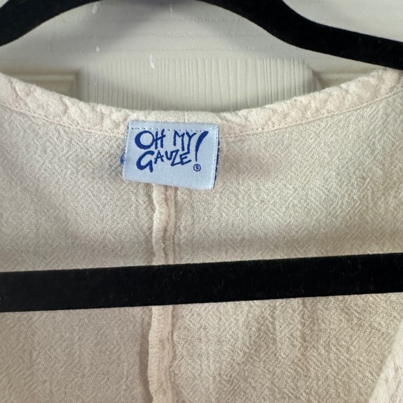 Oh My Gauze Cream Ruched Tie Front Blouse sz 2 great condition - Picture 2 of 4